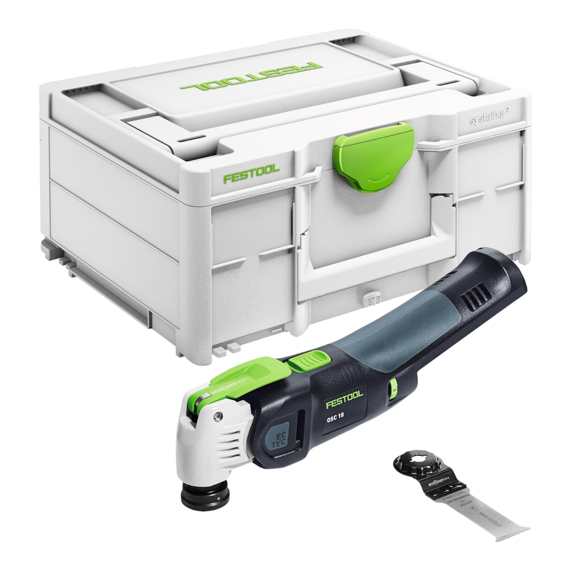 Festool VECTURO OSC 18 E Basic Akku Oszillierer 18 V Starlock Max Brushless 1x Akku 5 0 Ah Schnellladegeraet Systainer 1 - toolbrothers