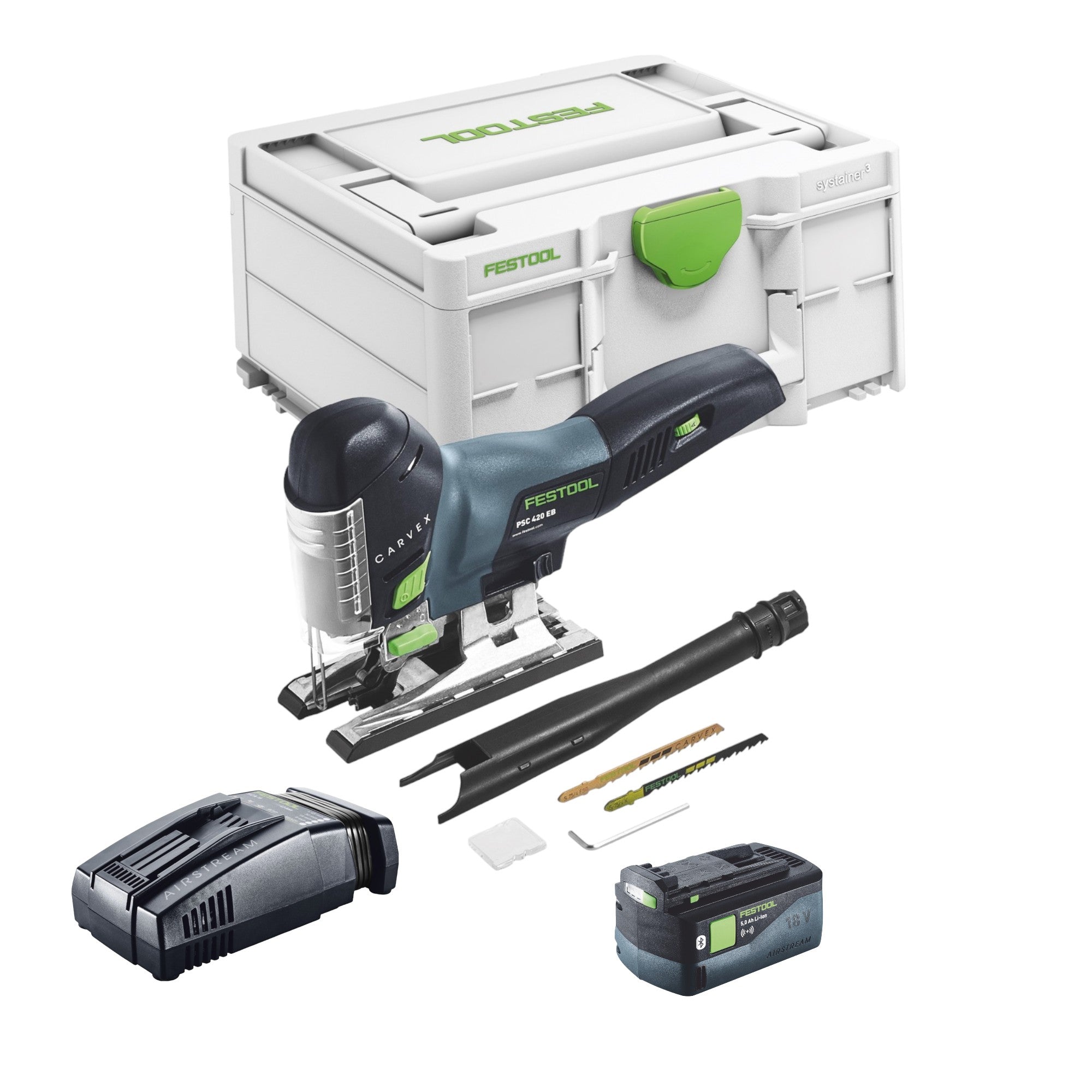 Festool CARVEX PSC 420 EB Basic Akku Pendelstichsaege 18 V 120 mm Brushless 1x Akku 5 0 Ah Schnellladegeraet Systainer 0 - toolbrothers