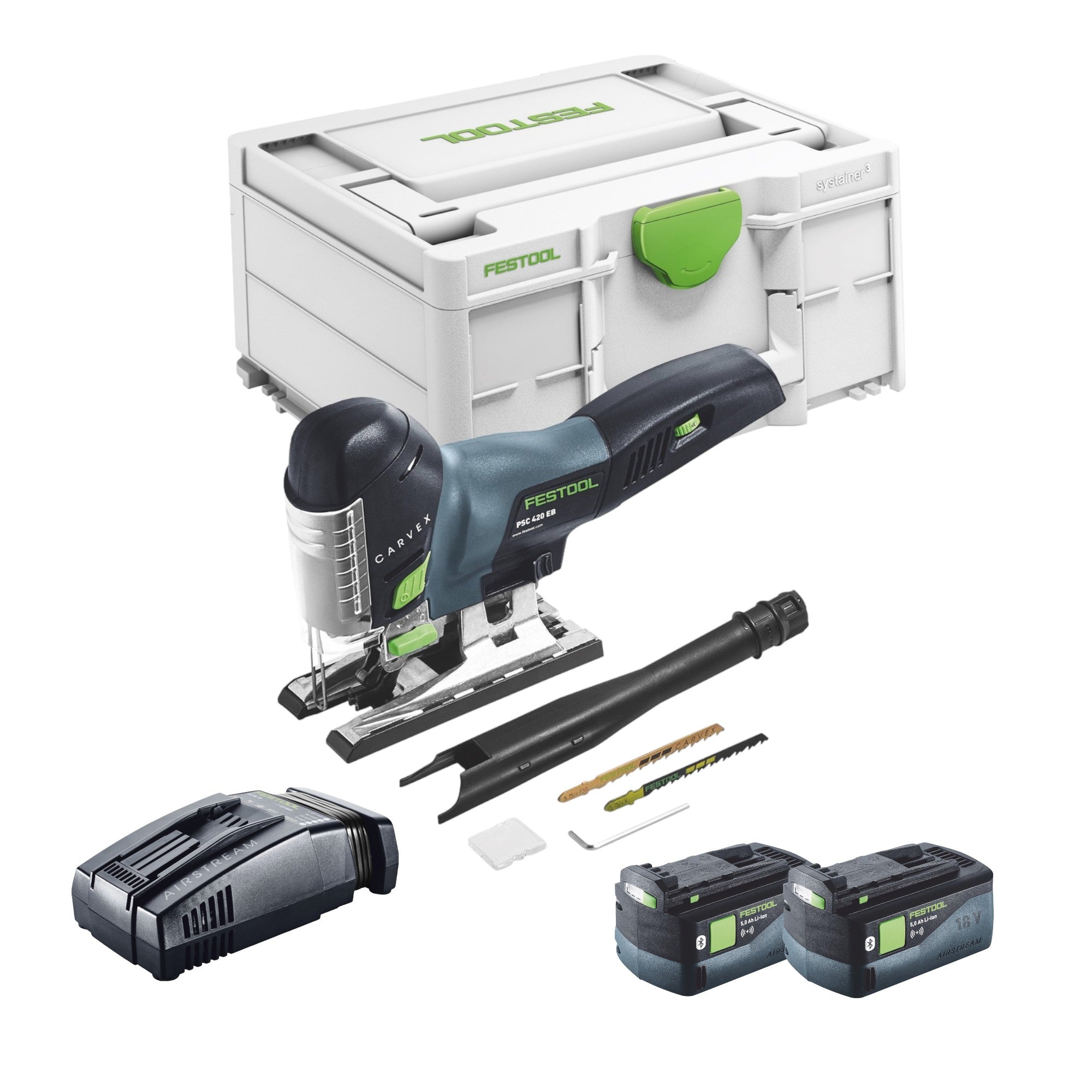 Festool CARVEX PSC 420 EB Basic Akku Pendelstichsaege 18 V 120 mm Brushless 2x Akku 5 0 Ah Schnellladegeraet Systainer 0 - toolbrothers