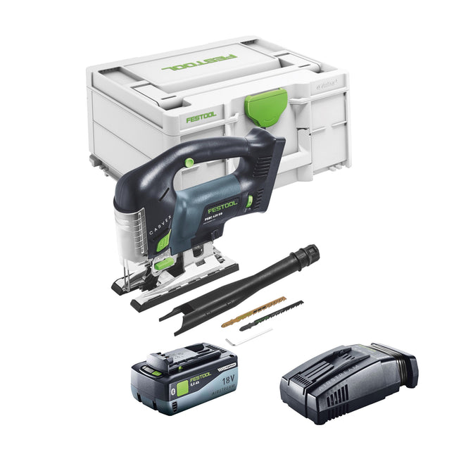 Festool CARVEX PSBC 420 Basic akumulatorowa wyrzynarka wahadłowa 18 V 120 mm bezszczotkowa + 1x akumulator 8,0 Ah + szybka ładowarka + Systainer