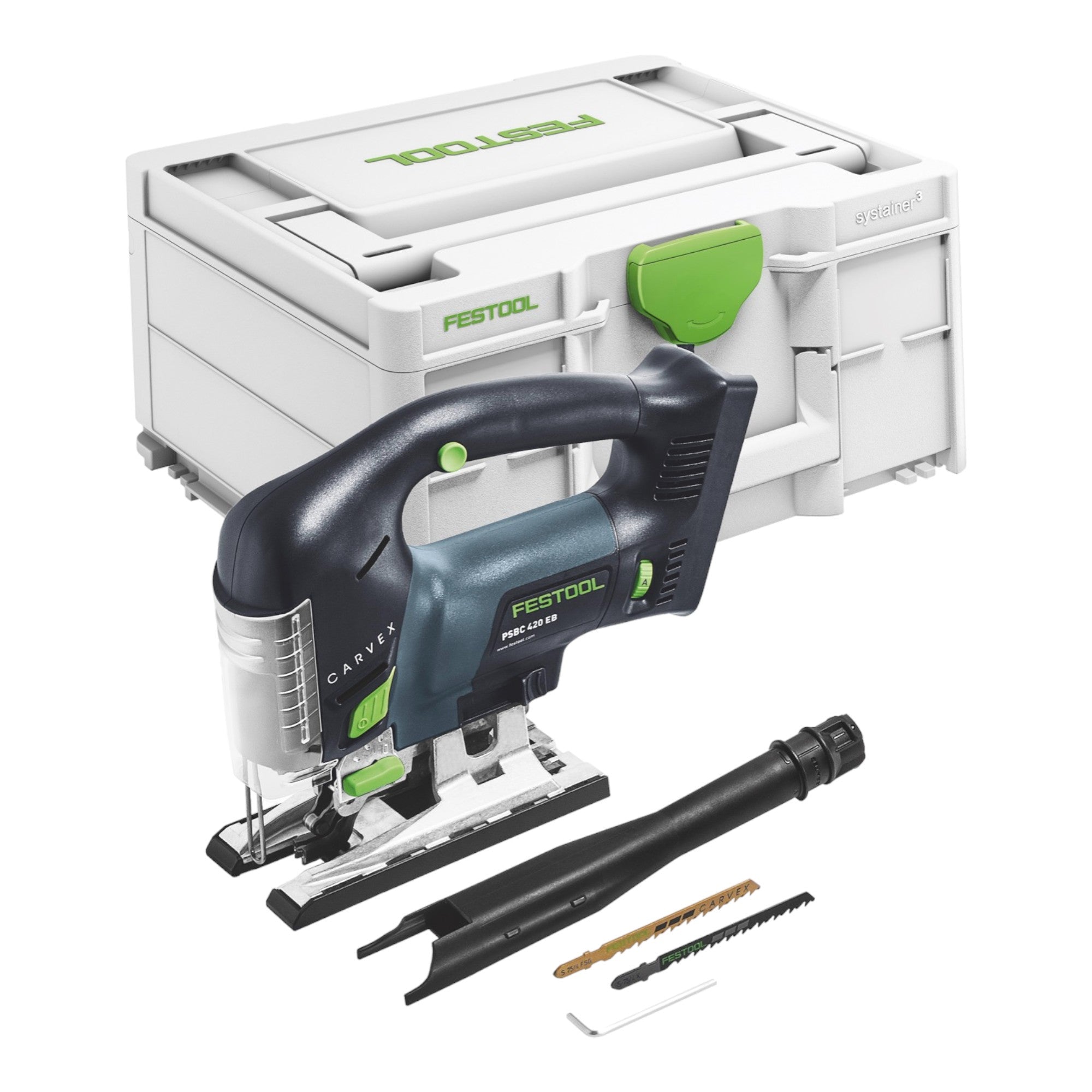Festool CARVEX PSBC 420 EB Basic Akku Pendelstichsaege 18 V 120 mm Brushless 2x Akku 8 0 Ah Schnellladegeraet Systainer 1 - toolbrothers