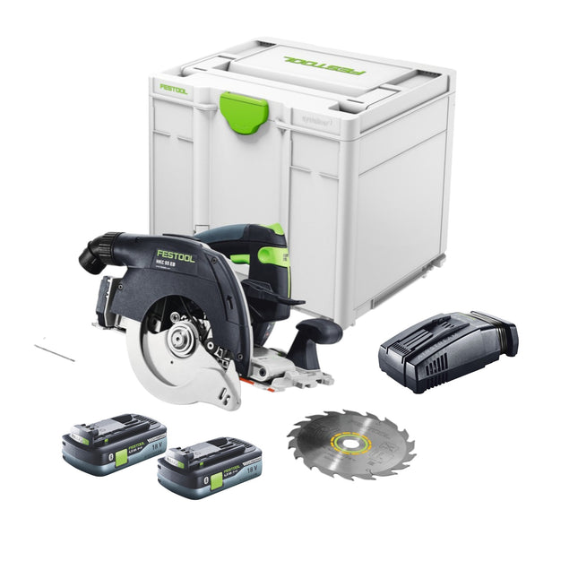 Festool HKC 55 EB-Basic cordless circular saw 18 V 160 mm brushless + 2x rechargeable battery 4.0 Ah + quick charger + systainer