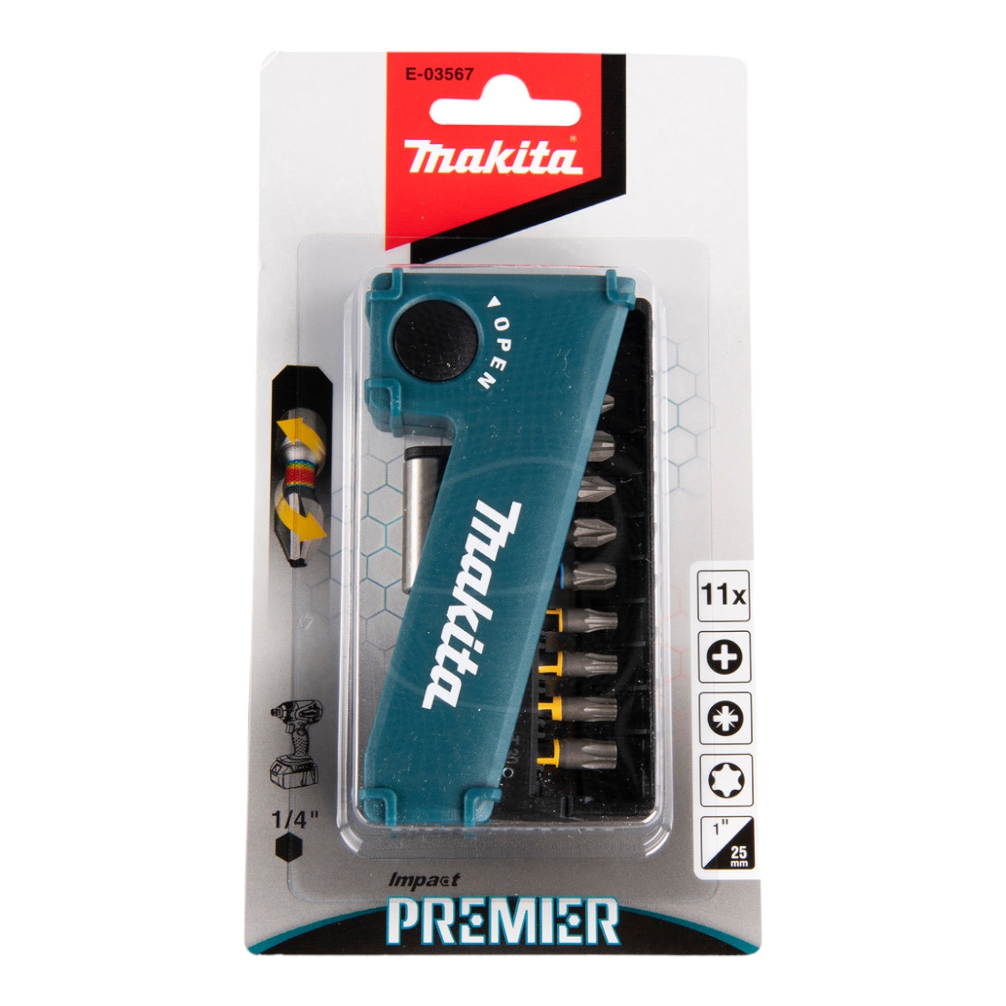 Makita Torsion Bit Set Impact Premier E 03567 11 teilig 1 4 fuer Schlagschrauber DTD 171 172 1 - toolbrothers