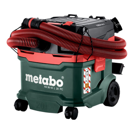 Metabo AS 36 18 L 20 PC aspirapolvere a secco/umido a batteria 36 V ( 2x 18 V ) 20 L + 2x batteria LiHD 8,0 Ah + doppio caricatore