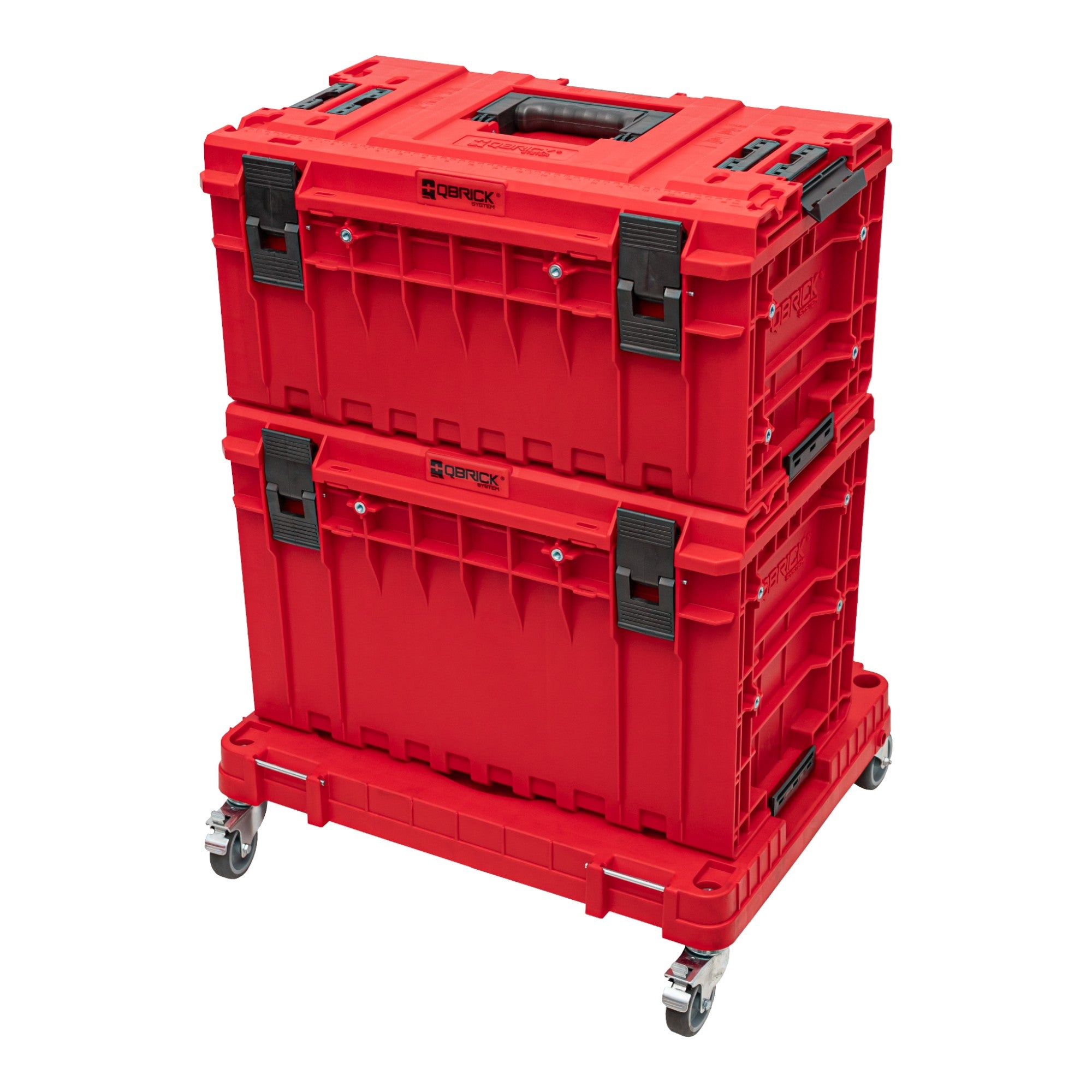 Qbrick System ONE Transportplattform 2 0 Workshop RED Ultra HD 625 x 503 x 160 mm 120 kg mit Schwenkraedern aus Metall und Bremse 3 - toolbrothers