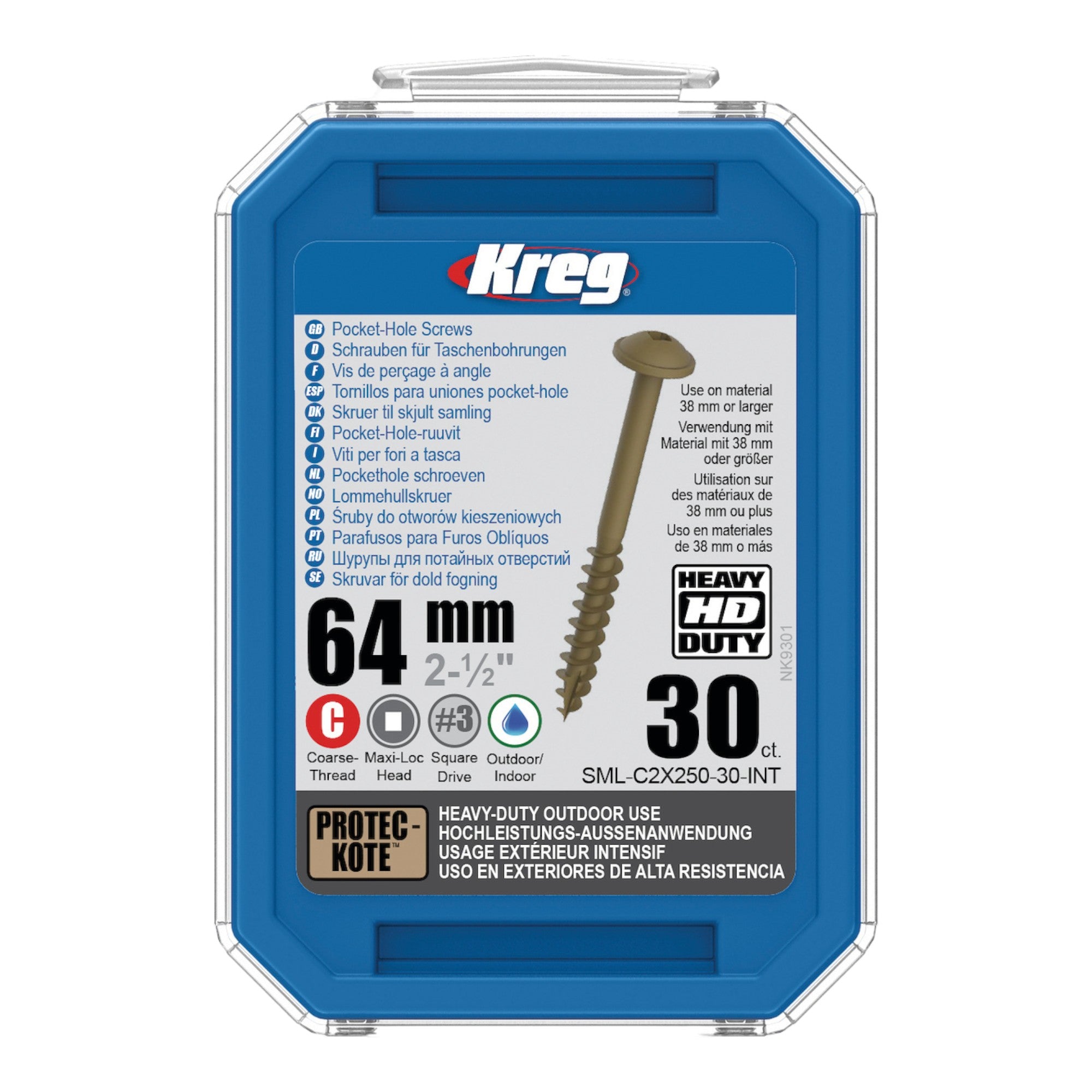 Kreg HD Protec Kote Maxi Loc Taschenlochschrauben 64 mm SML C2X250 30 INT Grobgewinde 30 Stueck 2 - toolbrothers