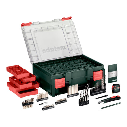 Metabo BS 18 Set taladro atornillador a batería 18 V 48 Nm ( 602207710 ) + 2x batería 2.0 Ah + cargador + 74 pzs. taller móvil + maletín