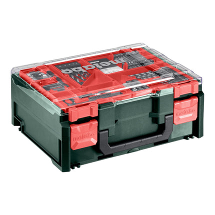 Metabo BS 18 Set taladro atornillador a batería 18 V 48 Nm ( 602207710 ) + 2x batería 2.0 Ah + cargador + 74 pzs. taller móvil + maletín