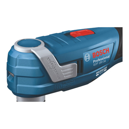 Bosch GOP 18V-34 Professional Cutter multifonctions sans fil 18 V Starlock Plus + 1x batterie ProCore 4,0 Ah + chargeur + 17 pces. d'accessoires + L-Boxx