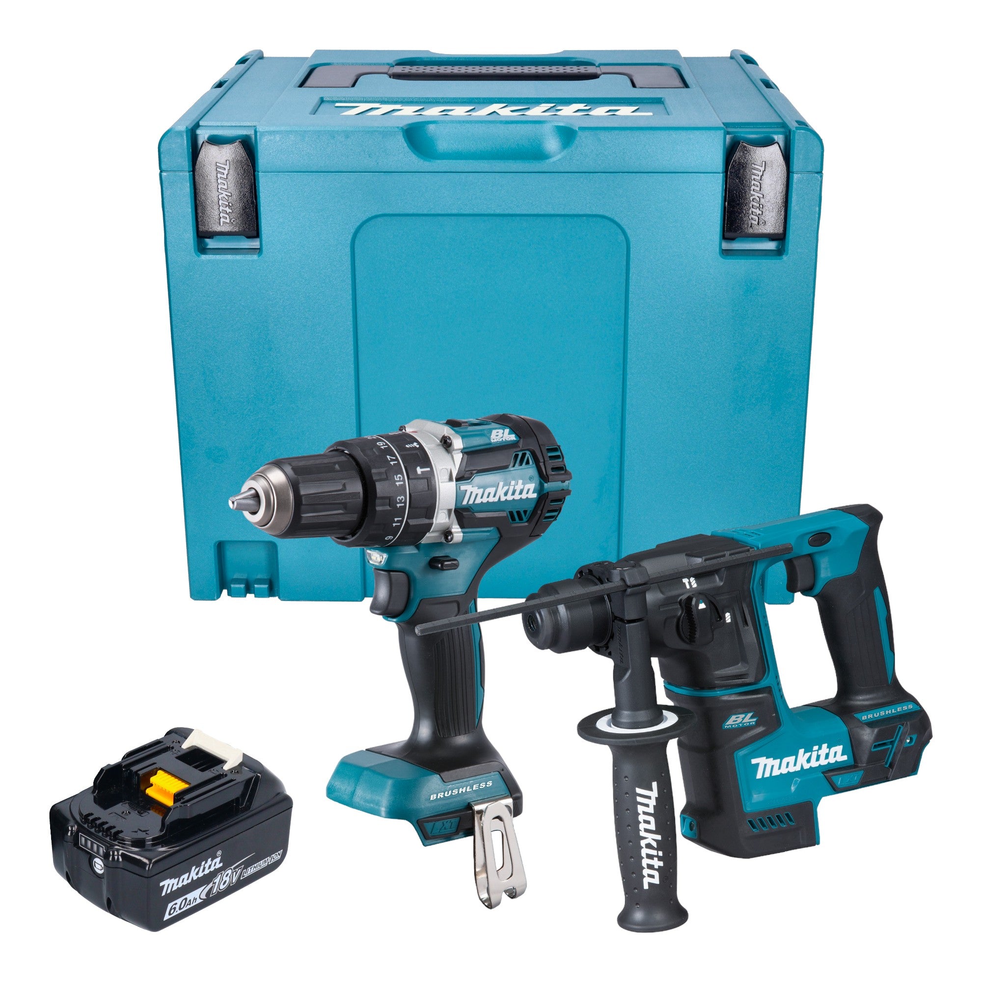 Makita DLX 2278 G1J Akku Kombo Kit DHP 484 Schlagbohrschrauber 54 Nm DHR 171 Bohrhammer 1 2 J 1x Akku 6 0 Ah Makpac ohne Ladegeraet 0 - toolbrothers