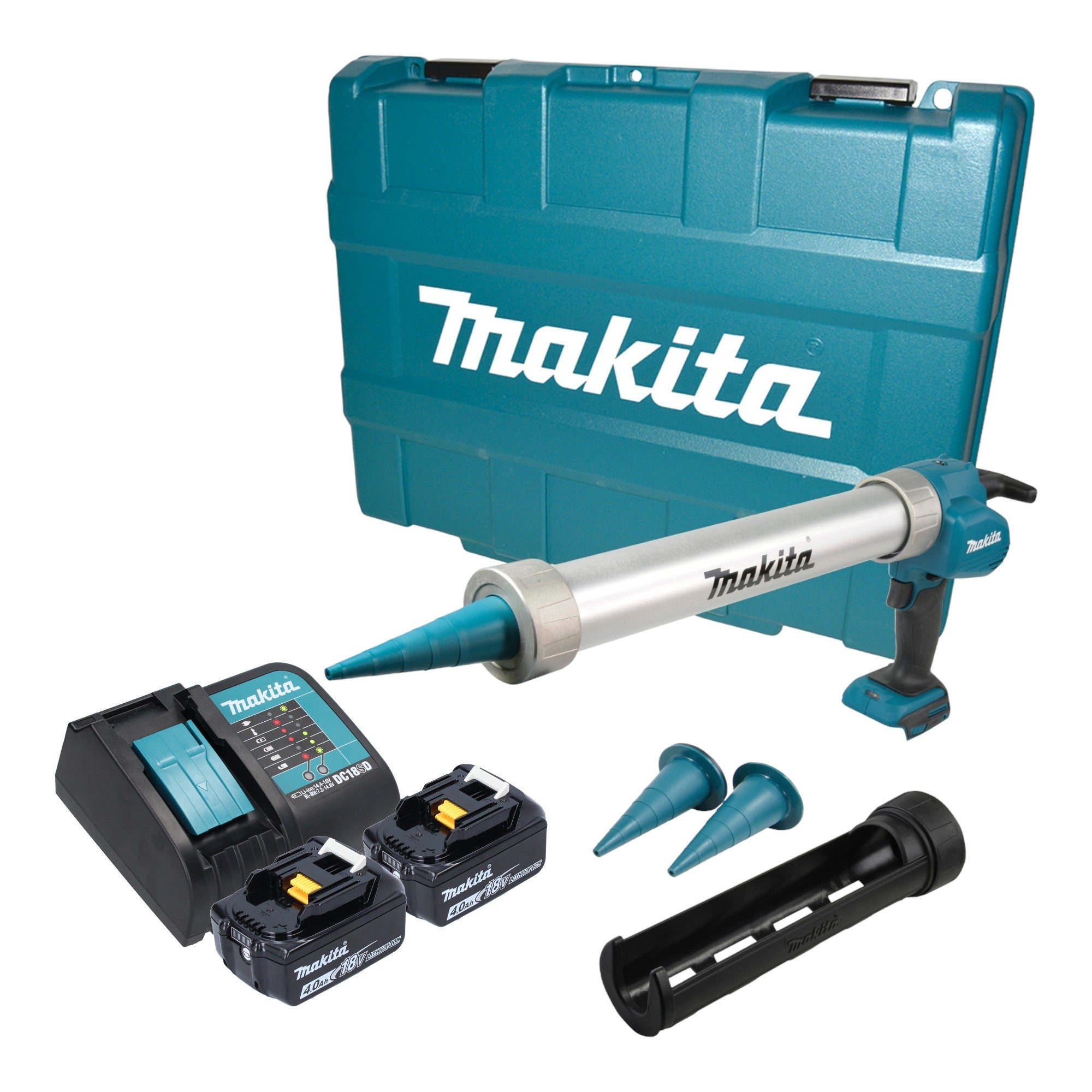 Makita DCG 180 SMXK Akku Kartuschenpistole 18 V 300 600 ml 2x Akku 4 0 Ah Ladegeraet Koffer 0 - toolbrothers