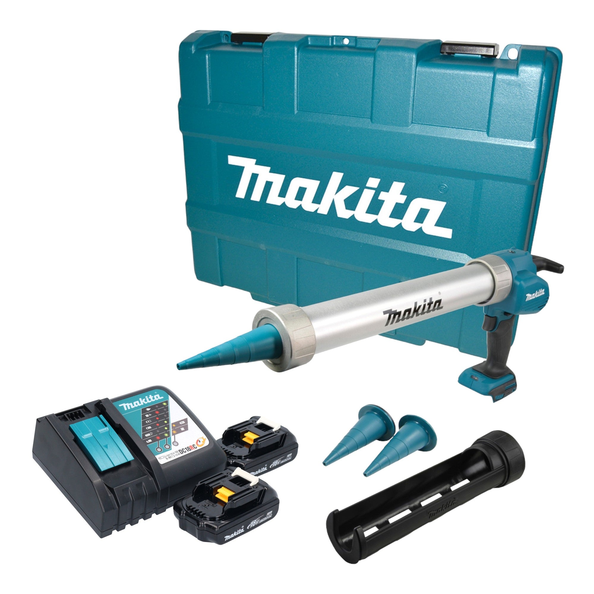 Makita DCG 180 RYXK Akku Kartuschenpistole 18 V 300 600 ml 2x Akku 1 5 Ah Ladegeraet Koffer 0 - toolbrothers