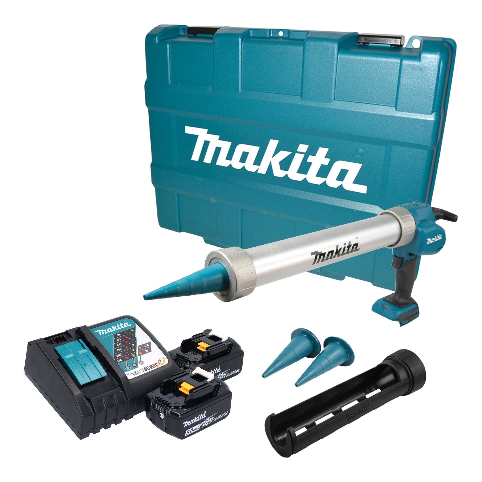 Makita DCG 180 RTXK Akku Kartuschenpistole 18 V 300 600 ml 2x Akku 5 0 Ah Ladegeraet Koffer 0 - toolbrothers