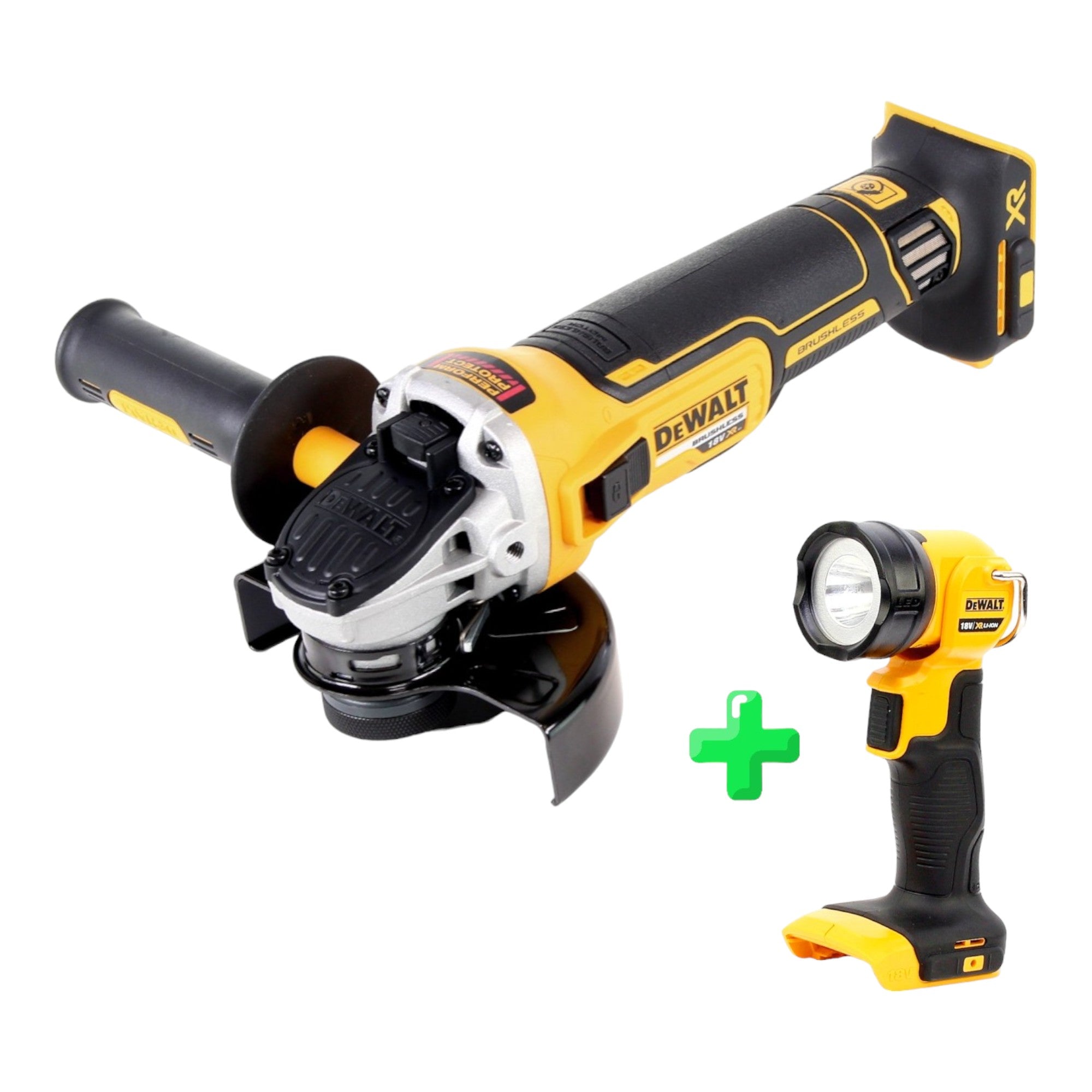 DeWalt DCG 405 N Akku Winkelschleifer 18V 125mm Brushless Solo DeWalt DCL 040 18V XR Li Ion Akku Lampe 1 - toolbrothers