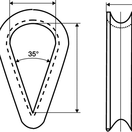 Kausche DIN 6899 Form B ( 1000120173 ) 5 mm galvanisch verzinkt mit tiefer Rille