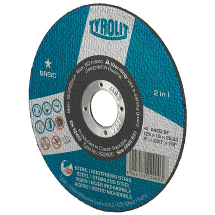Disco da taglio Tyrolit BASIC ( 8000757599 ) D125x1mm foro diritto 22,23 mm