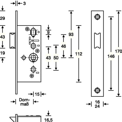SSF Tubular frame latch mortise lock ( 3324024259 ) 24/ 40 mm DIN left / right