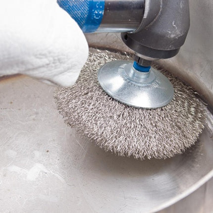 PFERD tapered brush KBU INOX ( 8000431754 ) Ø 80 mm wire thickness 0.3 mm 12000 min-¹