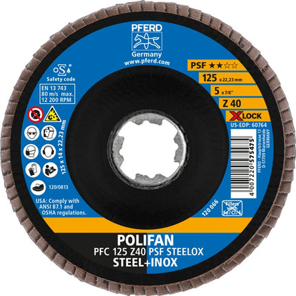 PFERD tarcza listkowa X-LOCK PSF Z STEELOX ( 4000840252 ) Ø 125 mm ziarnistość 40 stożkowa