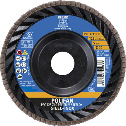 Disco lamellare PFERD TRIM STEELOX ( 8001720482 ) Ø 125 mm granulometria 40 conica