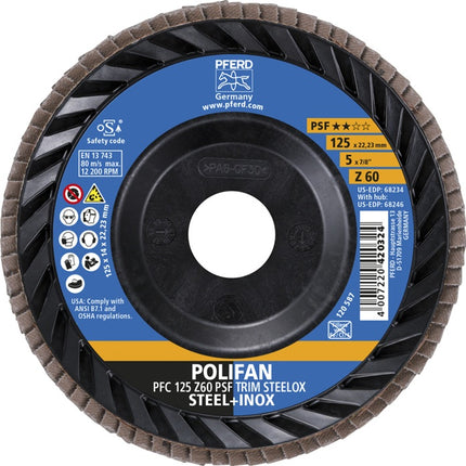 Disco de láminas PFERD TRIM STEELOX ( 8001720483 ) Ø 125 mm granulometría 60 cónica