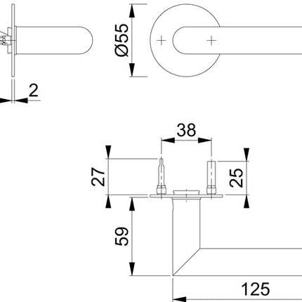 Par de manillas Hoppe Amsterdam E1400Z/849N ( 3000203521 ) acero inoxidable F69 husillo cuadrado 8 mm