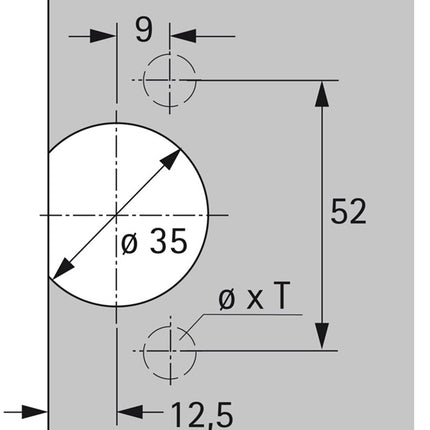 Copa Hettich para bisagra Selekta ( 8000611038 ) copa TX 32 / 52x9
