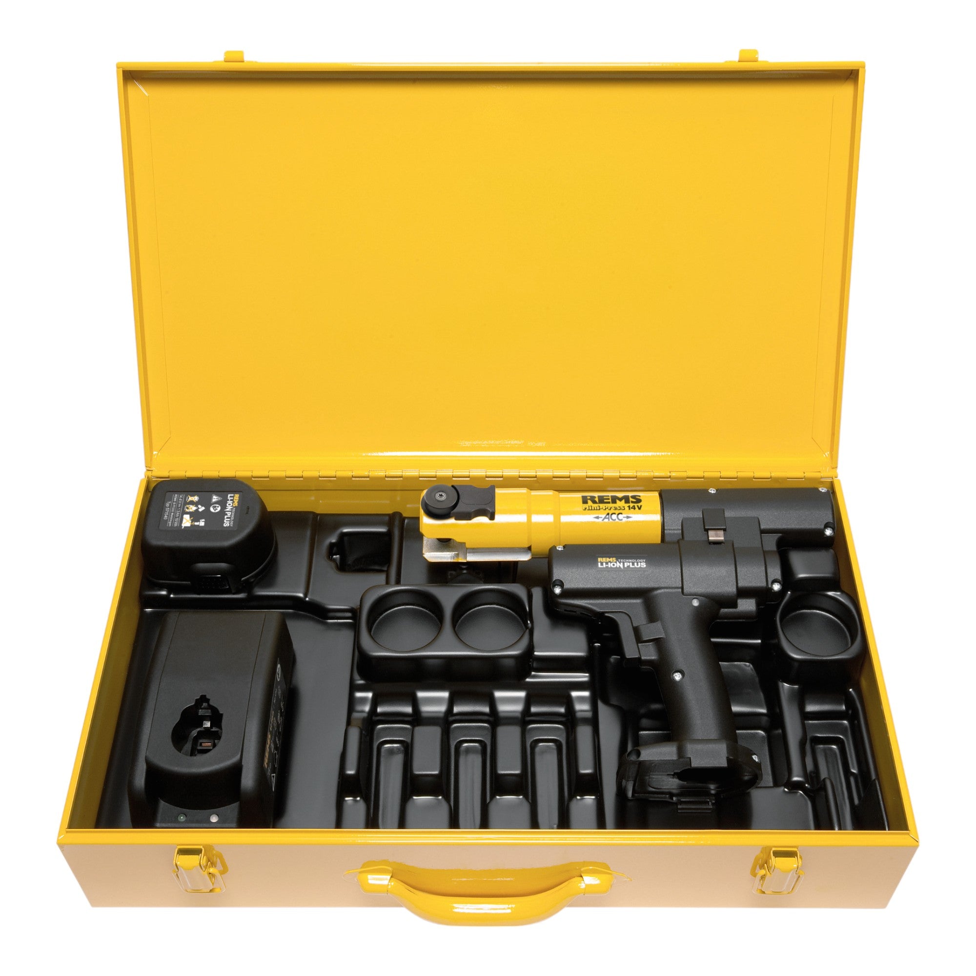 Rems Mini-Press 14 V ACC pressa radiale a batteria 22 kN 40 mm ( 578012 R220 ) + 1x batteria ricaricabile 2,5 Ah + caricatore rapido + custodia