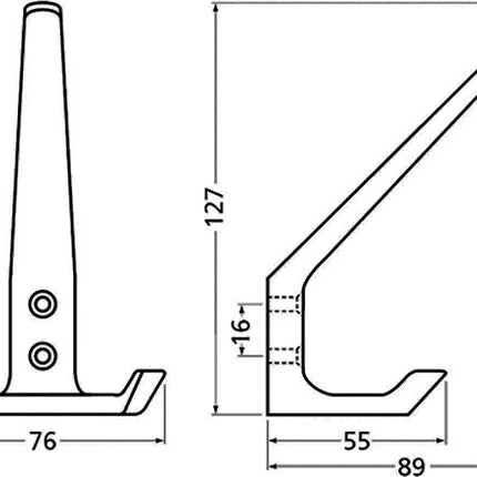 Gancho Hermeta 0032 ( 3000283322 ) 2 ganchos Proyección 89 mm Altura 127 mm
