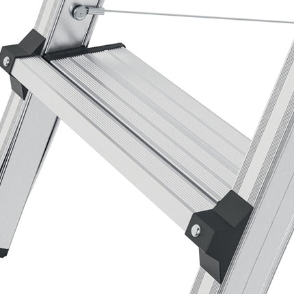 Escalera de tijera Hailo 100 Topline ( 9000463140 ) Peldaños 3-5 aluminio anodizado telescópica