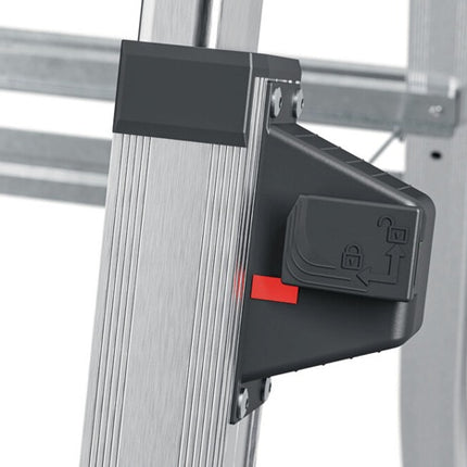 Escalera de tijera Hailo 100 Topline ( 9000463140 ) Peldaños 3-5 aluminio anodizado telescópica