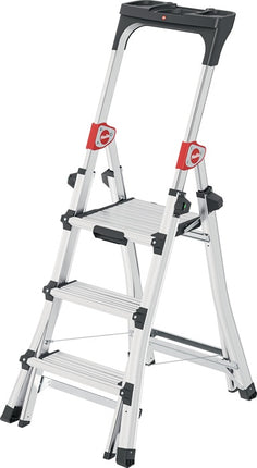 Escalera de tijera Hailo 100 Topline ( 9000463140 ) Peldaños 3-5 aluminio anodizado telescópica