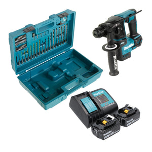 Makita DHR 171 SFX3 Akku Bohrhammer 18 V 1,2 J SDS-Plus Brushless + 2x Akku 3,0 Ah + Ladegerät + 65 tlg. Zubehör Set + Koffer