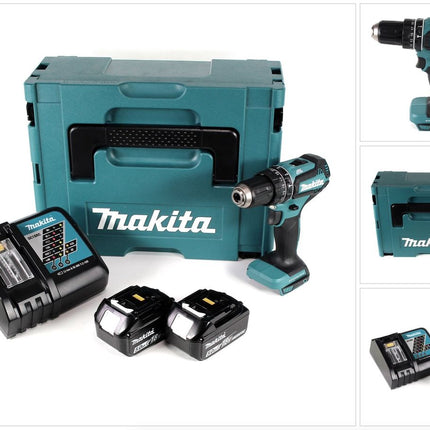 Makita DHP 485 RTJ 18 V Li-Ion Akku Schlagbohrschrauber im Makpac + 2 x 5,0 Ah Akku + Ladegerät - Toolbrothers