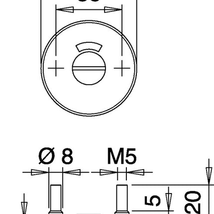 EDI llave escudo par 057 ( 3000261370 ) acero inoxidable F00 redondo