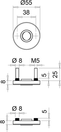 EDI Drückerrosette 051 ( 3000261366 ) Edelstahl F00 rund