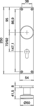 Pomo EDI placa de renovación 344 Z ( 3000261363 ) acero inoxidable EST 72 mm PZ
