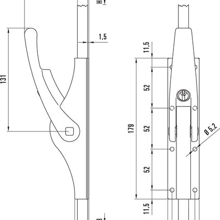 DENI Tortreibriegel PLANO abschließbar ( 3000255598 ) 13 mm abschließbar Leichtmetall hell verzinkt