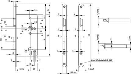BKS Serrure à encastrer pour porte d'entrée 0024 ( 3000251579 ) PZW 22/60/92/10 mm DIN gauche