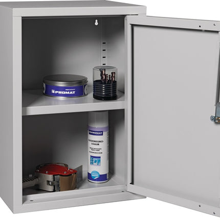 Wall cabinet ( 9000453656 ) H600xW400xD300 mm solid sheet metal, 1 shelf light grey, RAL 7035/light grey, RAL 7035
