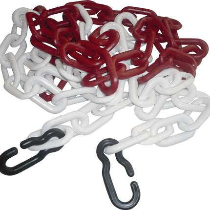 Chaîne de délimitation ( 9000490024 ) Polypropylène carbonate rouge/blanc 9 mm avec 2 crochets universels
