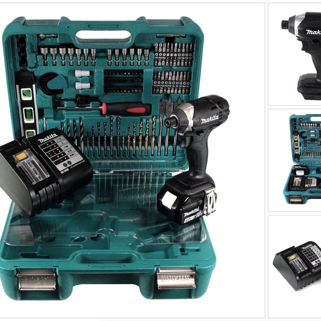 Makita DTD 152 SMTK B Akku Schlagschrauber 18V 165Nm + 1x Akku 4,0Ah + Ladegerät + 101tlg. Zubehörset im Koffer - Toolbrothers