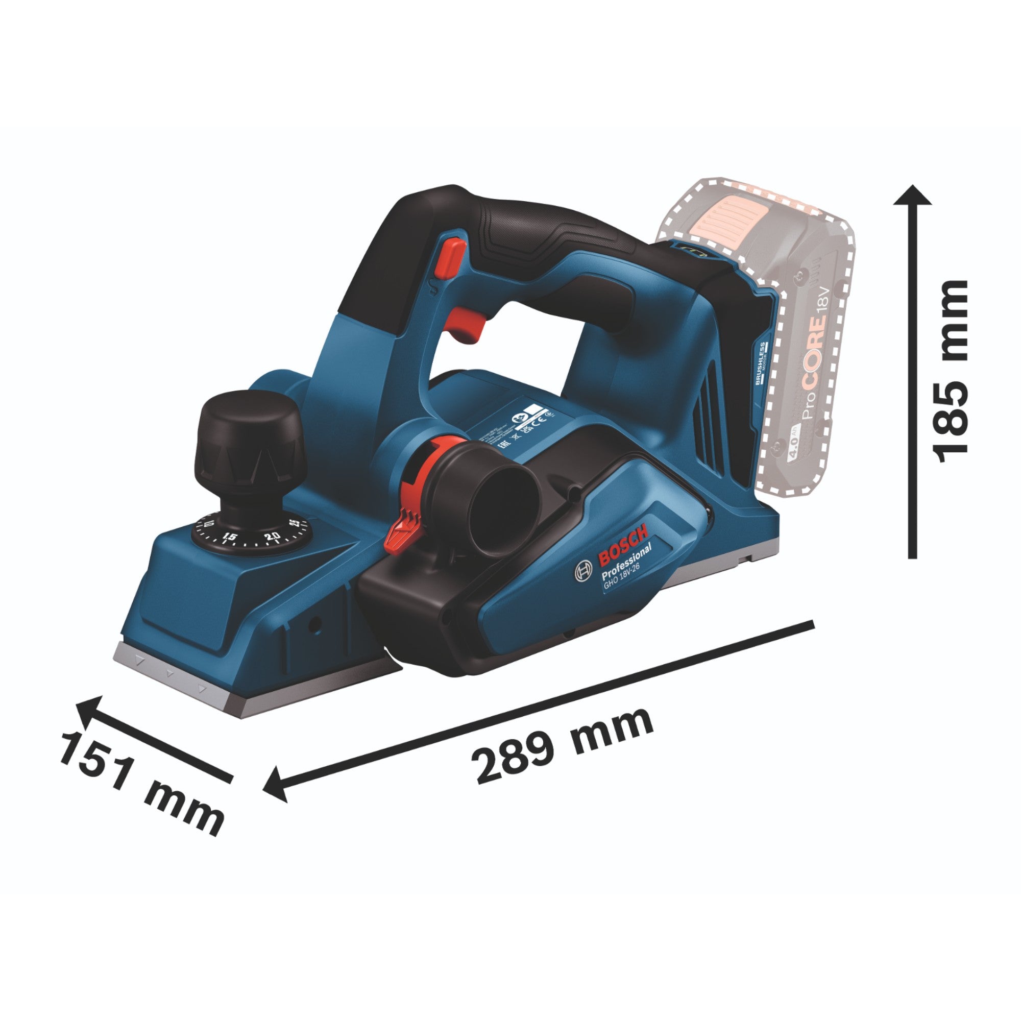 Bosch GHO 18V 26 Professional Akku Hobel 18 V 2 6 mm Brushless 1x Akku 4 0 Ah L Boxx ohne Ladegeraet 4 - toolbrothers
