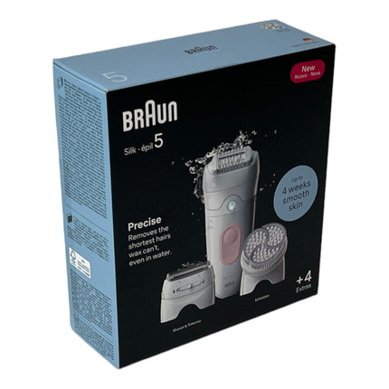 BRAUN Silk Epil 5-060 depiladora depiladora para mujer para una depilación duradera + accesorio recortador + accesorio pelador blanco / rosa flamenco