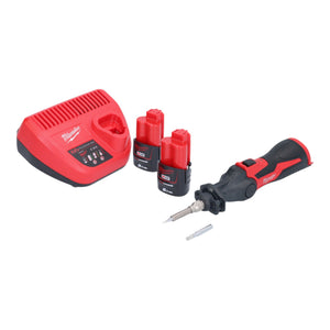 Milwaukee M12 SI-202 Akku Lötkolben 12 V 400 °C arretierbarer Kopf + 2x Akku 2,0 Ah + Ladegerät