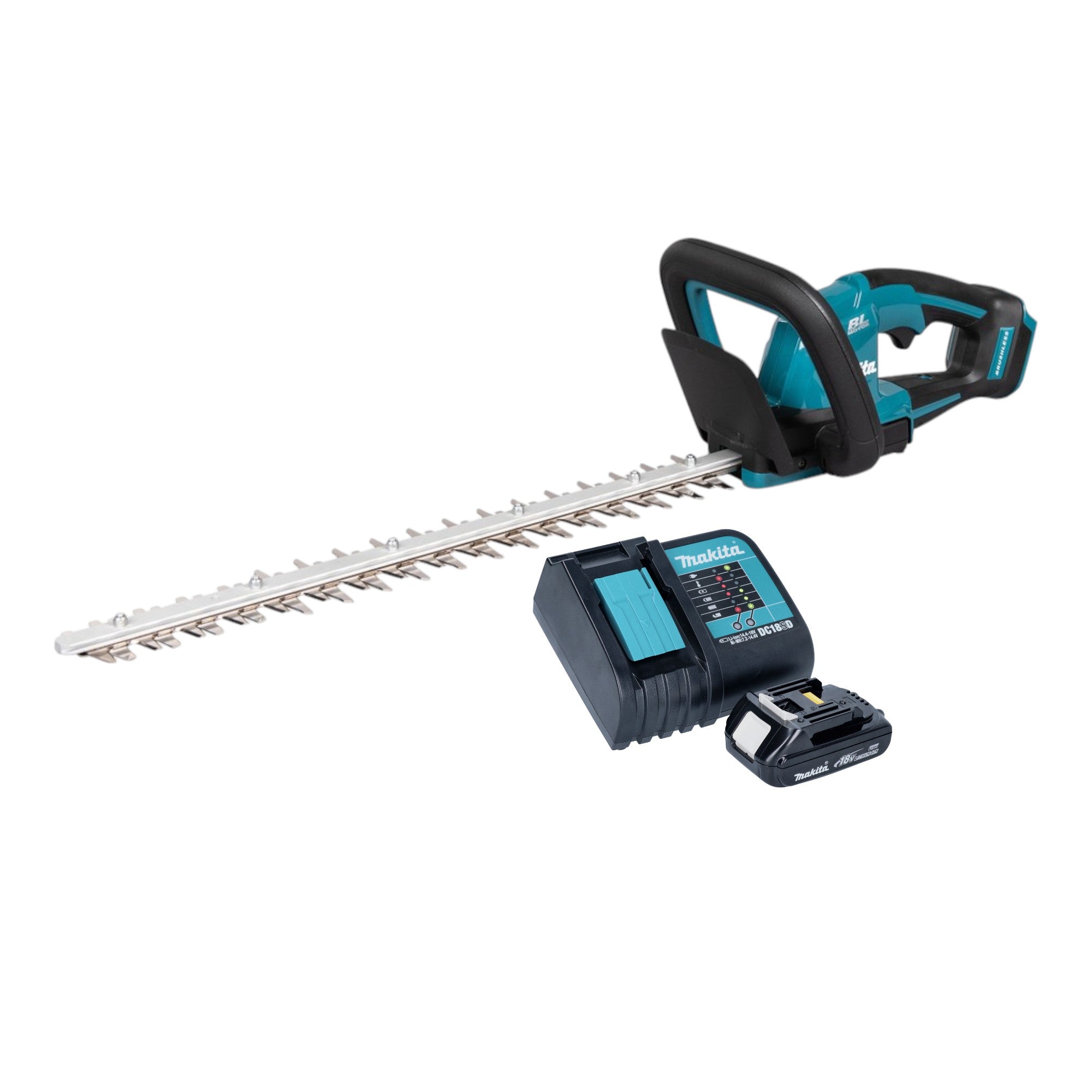 Makita DUH 506 SY Akku Heckenschere 18 V 50 cm Brushless 1x Akku 1 5 Ah Ladegeraet 0 - toolbrothers