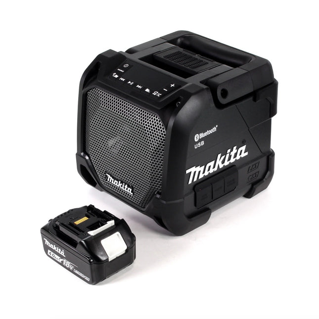 Makita DMR 202 M1 B Baustellen Lautsprecher Schwarz Bluetooth Akku und Netzbetrieb mit 1x 4,0 Ah Akku - ohne Ladegerät - Toolbrothers