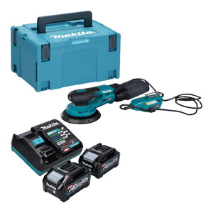 Makita BO 002 CGM201 Akku Exzenterschleifer 40 V max. 150 mm 5,0 mm Hub Brushless + 2x Akku 4,0 Ah + Ladegerät + Makpac