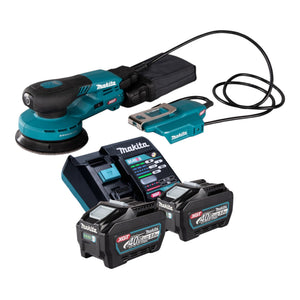 Makita BO 003 CGT201 Akku Exzenterschleifer 40 V max. 125 mm 3,0 mm Hub Brushless + 2x Akku 5,0 Ah + Ladegerät