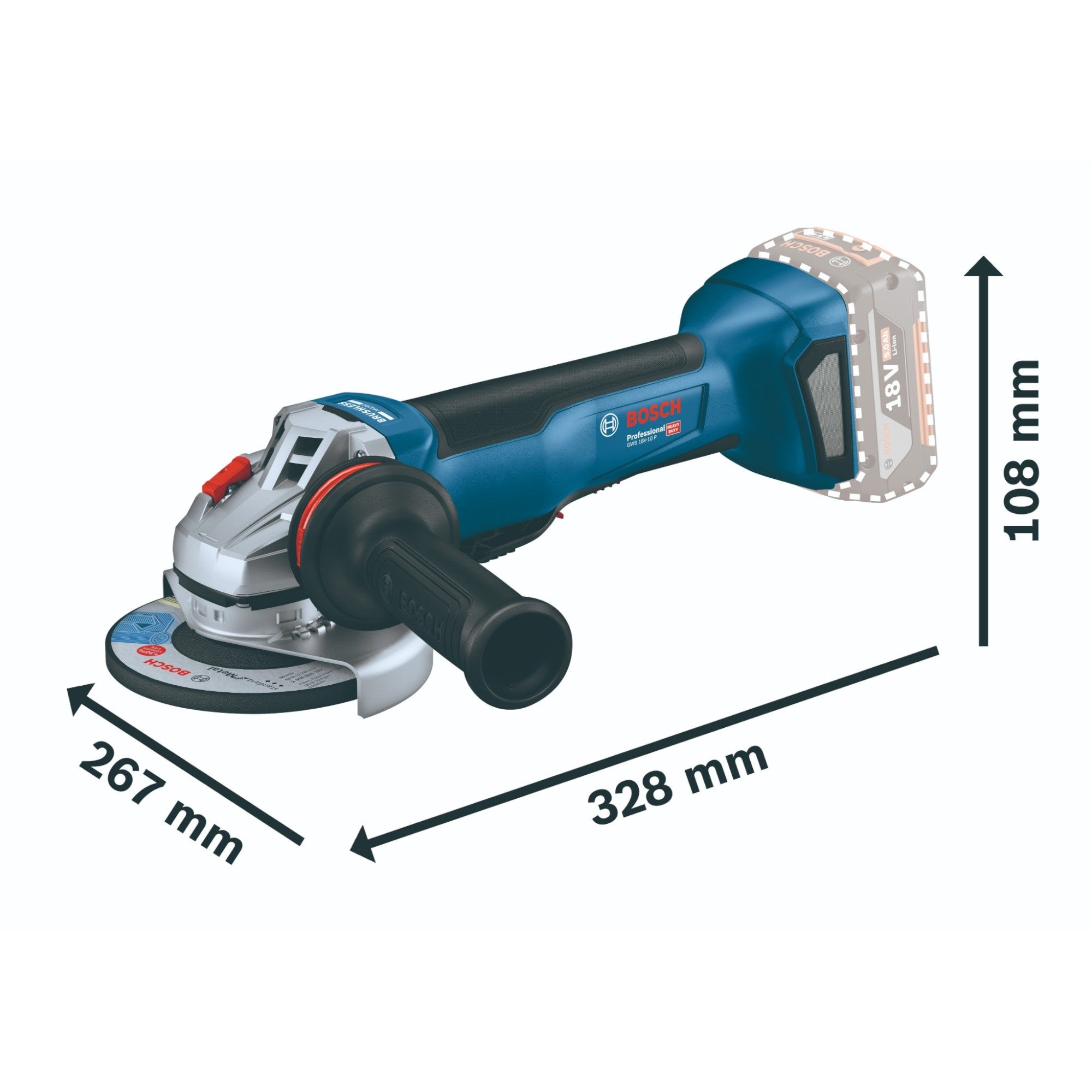 Bosch GWS 18V 10 P Professional Akku Winkelschleifer 18 V 125 mm 06019J4100 Brushless Solo ohne Akku ohne Ladegeraet 3 - toolbrothers